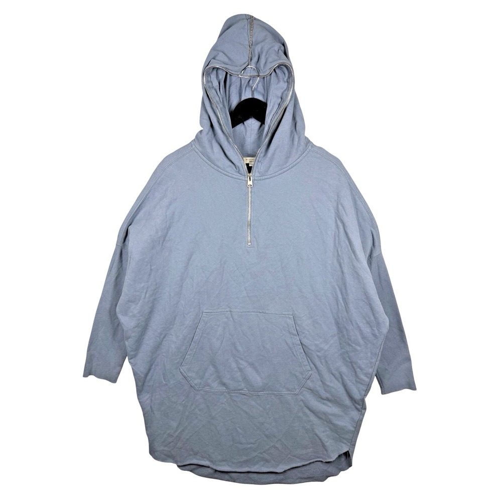 AllSaints Woman Xonda Hoodie Dress Quarter Zip Blue M Y2K Boho Athlesure Yoga